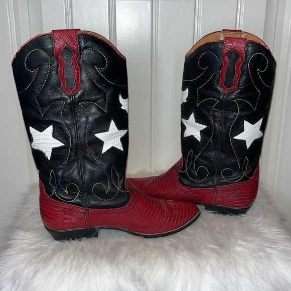 Amazing Patriotic America USA stars leather cowgirl boots size 6.5 - Picture 9 of 14